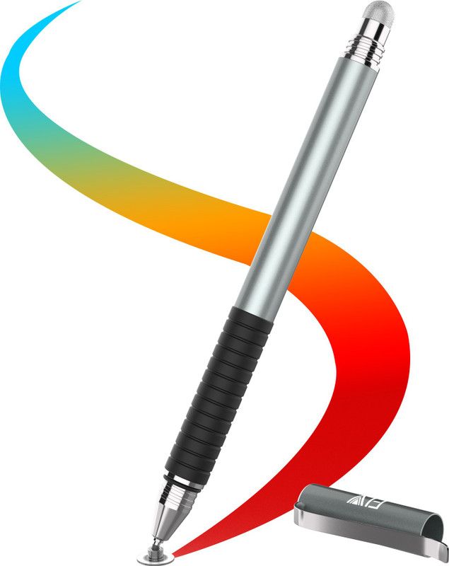 ELV DIRECT 2in1 Stylus Pen, FinePoint Tip&Hybrid Fiber Tip For - All Smartphone/Tablet/iPad Stylus  (New Grey)