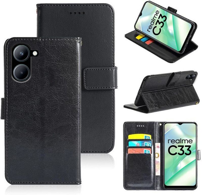 WEBKREATURE Back Cover for realme C33  (Black, Dual Protection, Pack of: 1)