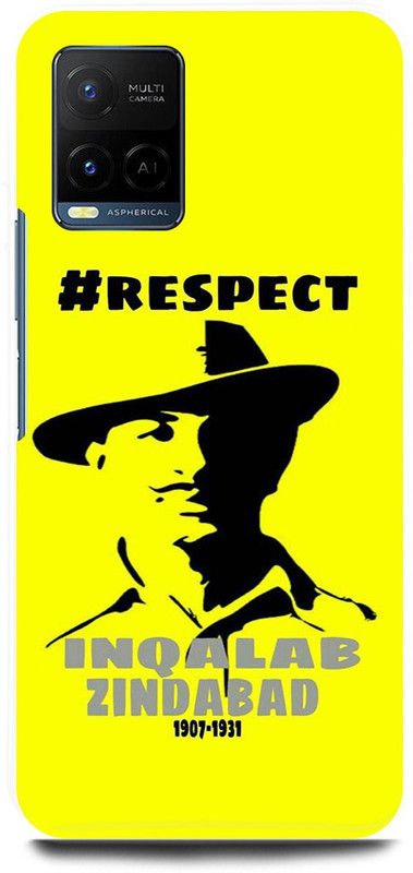 play fast Back Cover for Vivo Y21E SHAHID, BHAGAT, SINGH, INQALAB, ZINDABAD  (Yellow, Hard Case, Pack of: 1)