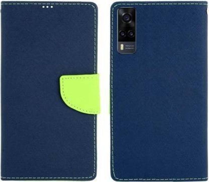 Aarnov Flip Cover for Vivo Y31 - 2021  (Blue, Dual Protection)