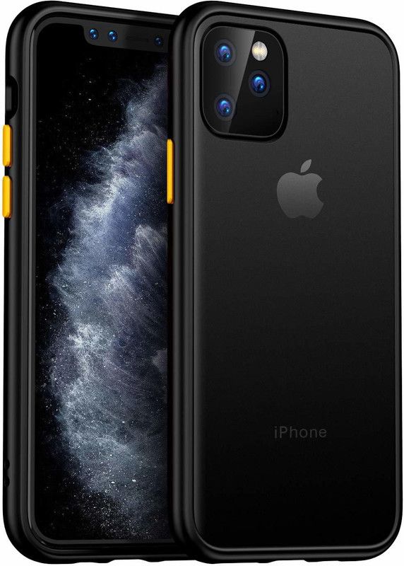 Vaku Luxos Back Cover for Apple iPhone 11 Pro Translucent Armor Case with Vibrant Color buttons Case (5.8 inch)  (Black, Silicon, Pack of: 1)