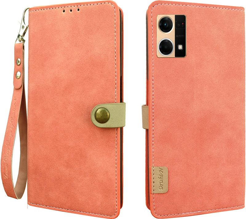 DDPTEK Flip Cover for Oppo F21 Pro 4G (PEACH Color)  (Multicolor, Shock Proof, Pack of: 1)