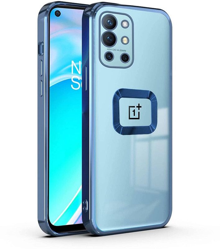 Aarnu Back Cover for OnePlus 9R  (Blue, Ring Case, Pack of: 1)