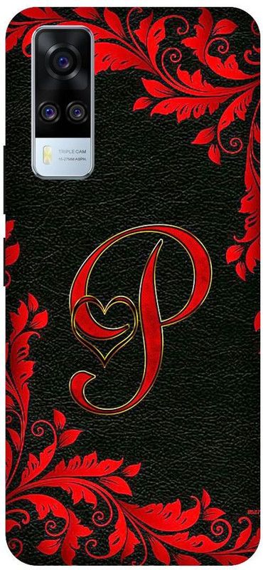 KARJUN Back Cover for Vivo Y51 2020, P Red text Printed Back Cover  (Multicolor, Hard Case, Pack of: 1)