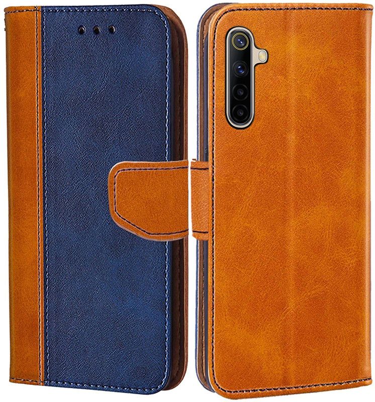 Unistuff Flip Cover for Realme 6  (Beige, Magnetic Case, Pack of: 1)