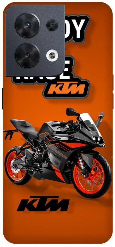 DIKRO Back Cover for OPPO Reno8 5G, CPH2359, KTM, BIKE, LOVER, RIDER, READY TO RACE  (Orange, Hard Case, Pack of: 1)