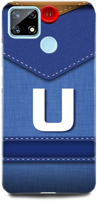 FUGGA Back Cover for Realme Narzo 30A, U, LETTER, ALPHABET, BLUE, JEANS, PATTERN, U, NAME  (Multicolor, Hard Case, Pack of: 1)