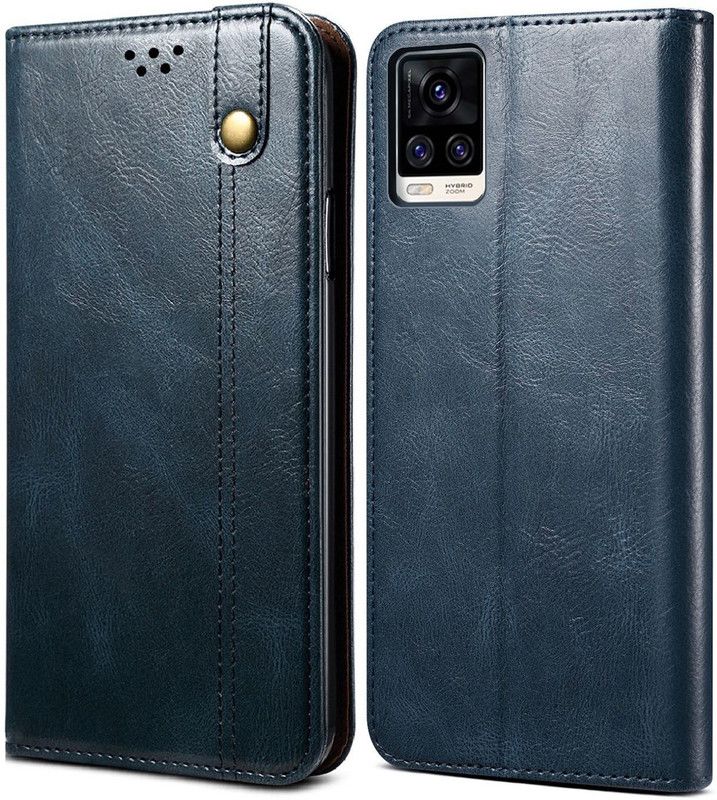 Cock Flip Cover for Vivo V20 PRO  (Blue, Magnetic Case, Pack of: 1)