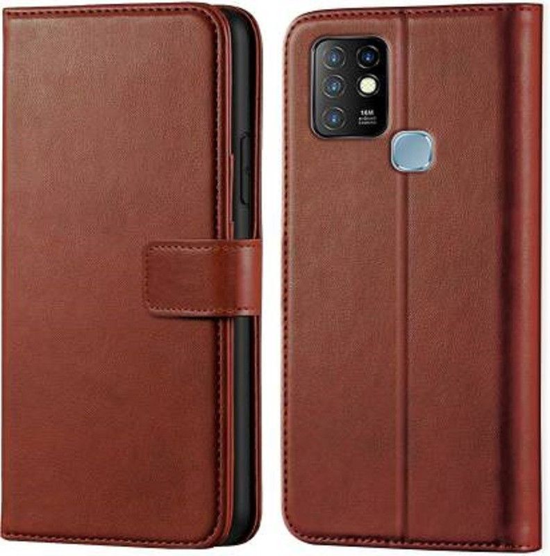 Urban Tech Flip Cover for Infinix Hot 10Flip Case | Magnetic Closure | Shock Proof Wallet Flip Cover  (Brown, Magnetic Case, Pack of: 1)