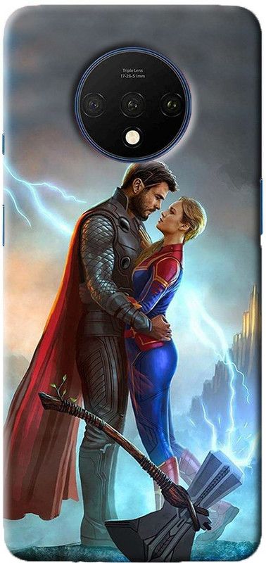 NDCOM Back Cover for ONEPLUS 7T Avengers End Game Thor And Captain Marvel Printed  (Multicolor, Hard Case, Pack of: 1)