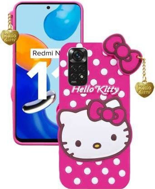 Creativo Back Cover for Redmi Note 11 4G / Redmi Note 11S Hello Kitty Case | 3D Cute Doll | Soft Girl  (Pink, Flexible, Pack of: 1)
