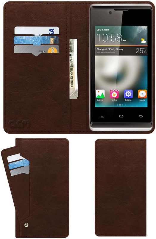 ACM Flip Cover for Hitech Ht Amaze S305  (Brown, Cases with Holder)