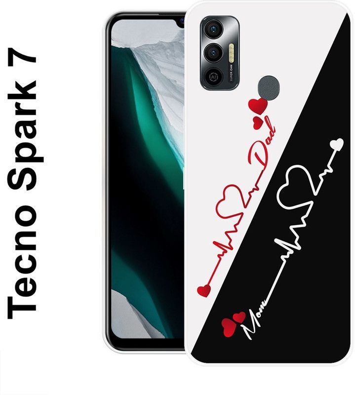 KLC Back Cover for Tecno Spark 7, Tecno Spark 7T  (Black, White, Grip Case, Silicon)