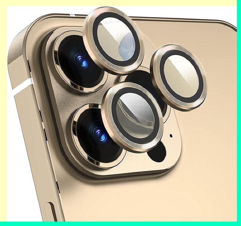 XAZE Back Camera Lens Ring Guard Protector for iPhone 13 Pro Max Aluminum Alloy Full Fit Lens Ring Cover (Gold)  (Pack of: 1)