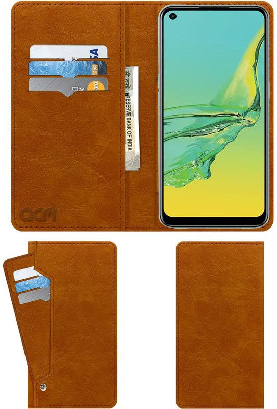 ACM Flip Cover for Oppo A33 (2020)  (Gold, Cases with Holder, Pack of: 1)