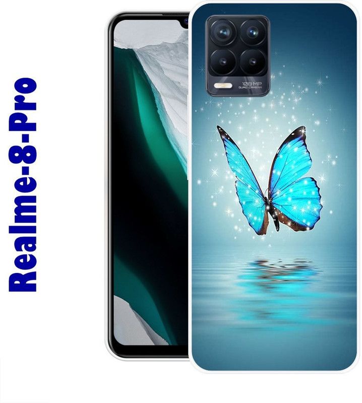 CellWorld Back Cover for Realme 8 Pro  (Blue, White, Silicon)