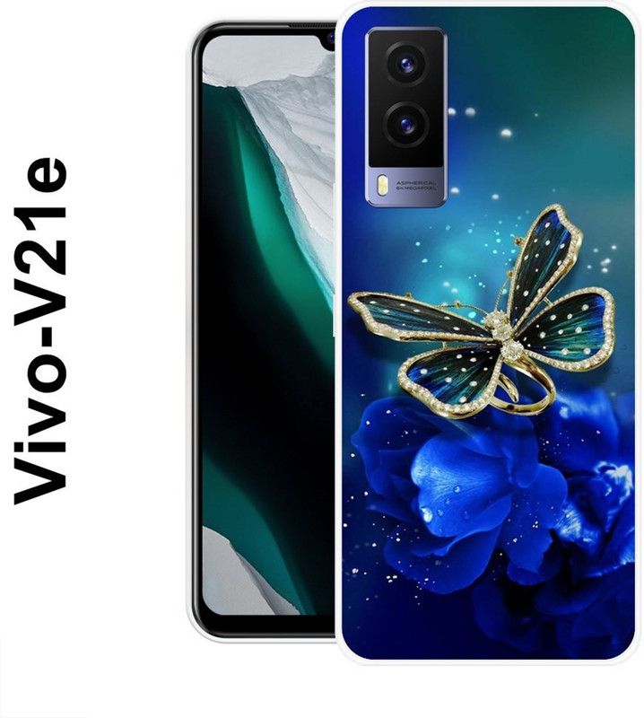 INDIALAND Back Cover for Vivo V21e  (Blue, Silicon)