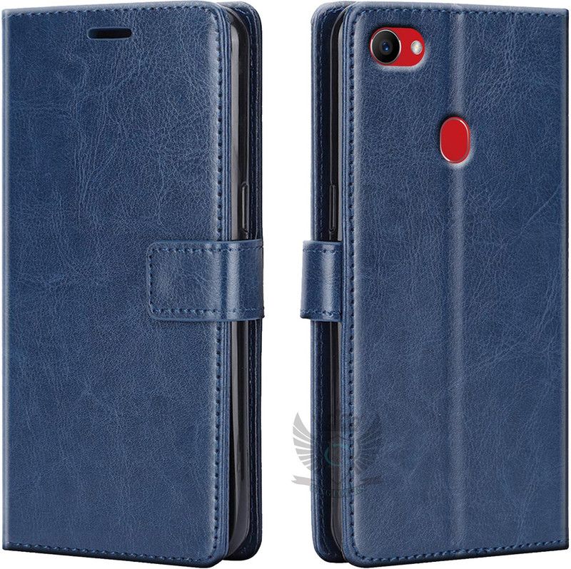 KING COVERS Flip Cover for oppo f7 youth| Inside TPU with Card Pockets | Wallet Stand | Magnetic Closure  (Blue, Hard Case, Pack of: 1)