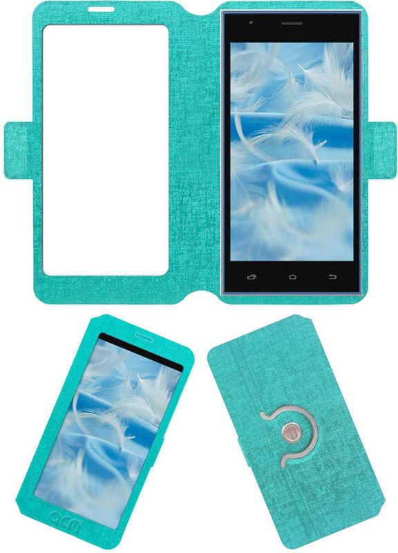 ACM Flip Cover for Spice Xlife M5q Plus  (Blue, Cases with Holder, Pack of: 1)