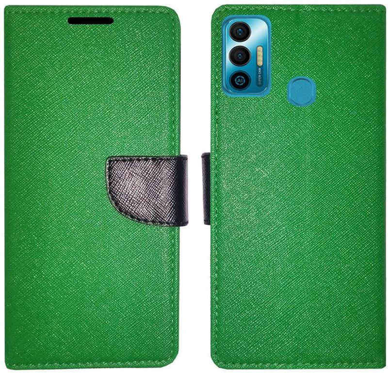 AD Enterprises Flip Cover for Tecno Spark 7  (Green, Magnetic Case, Pack of: 1)