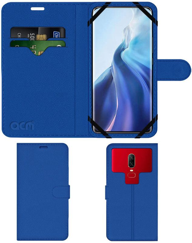 ACM Wallet Case Cover for Mi 11  (Blue, Cases with Holder)