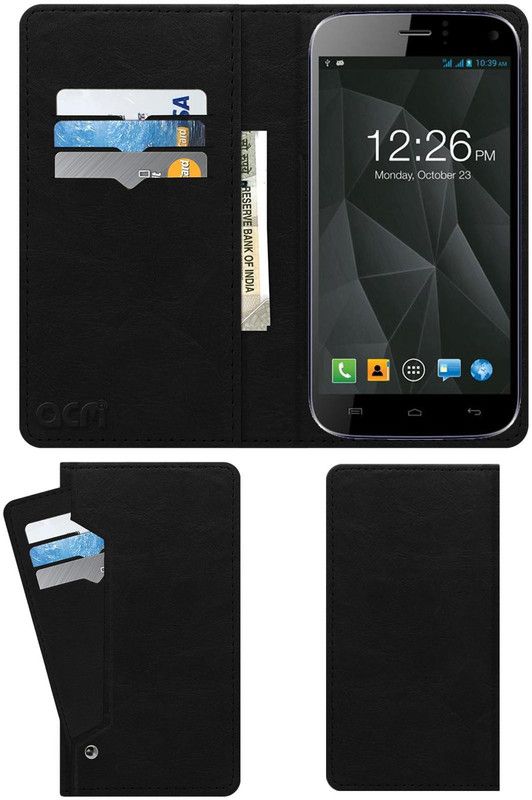 ACM Flip Cover for Micromax A250 Canvas Turbo  (Black, Cases with Holder, Pack of: 1)
