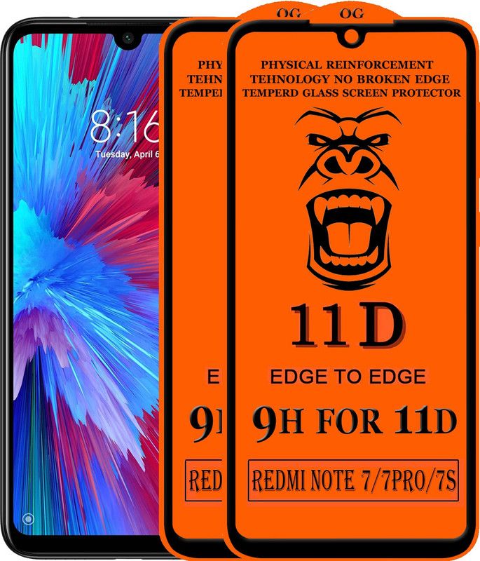 FIVE-O Edge To Edge Tempered Glass for : Redmi Note 7  (Pack of 2)
