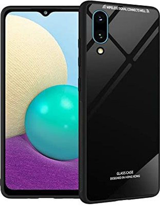 Yebhi Online Back Cover for Samsung Galaxy M02 |Premium Quality Glass| Stunning Look| Slim Fit  (Black, Grip Case, Pack of: 1)