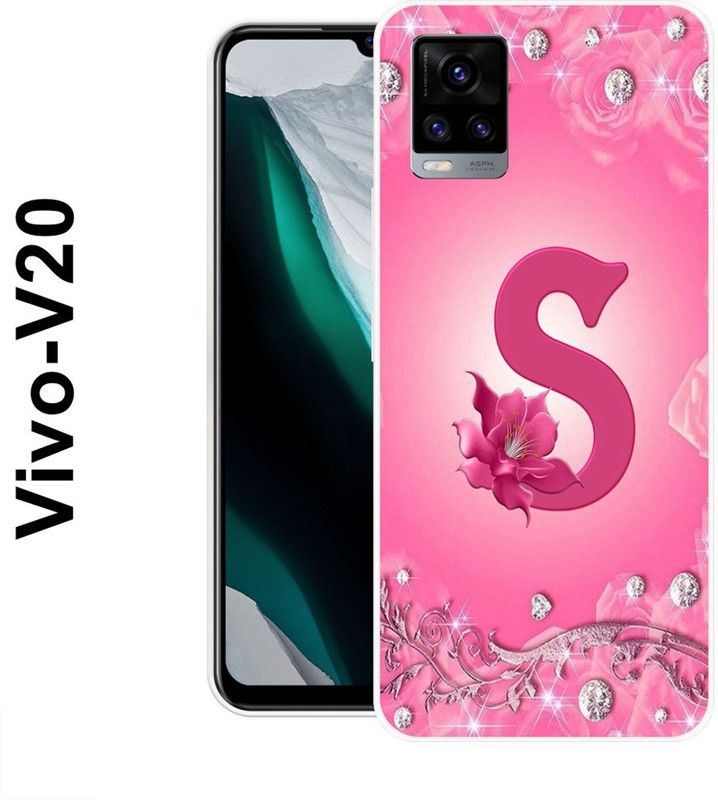 KUDI Back Cover for Vivo V20  (Pink, White, Silicon)