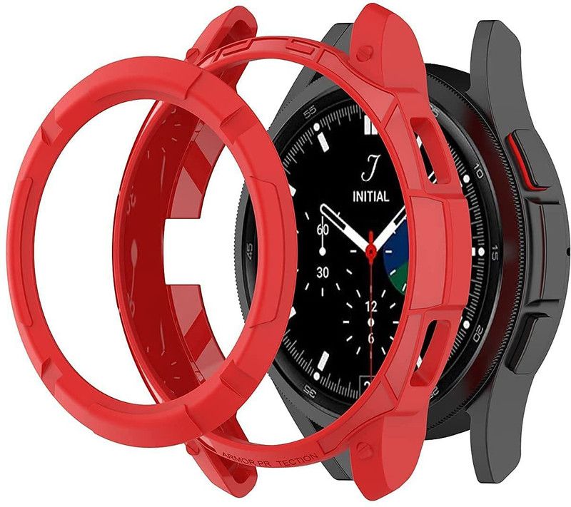 Oboe Bumper Case for Samsung Galaxy Watch 4 42mm Classic Cover Thin Bumper Shell Protector Watch Case  (Red, Shock Proof, Silicon, Pack of: 1)