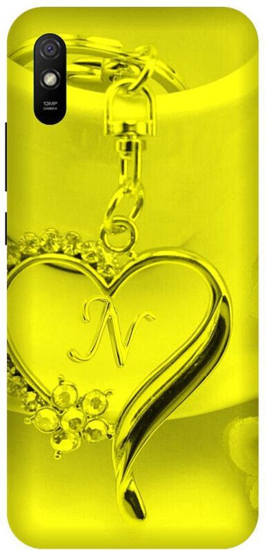 PHONE WALEY.COM Back Cover for Redmi 9i ,MZB080UIN , N letter,N name N word , Printed Back Cover  (Yellow, Hard Case, Pack of: 1)