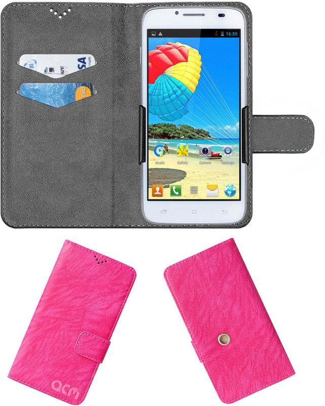 ACM Flip Cover for Matrixx Velvet Ms101  (Pink, Cases with Holder, Pack of: 1)