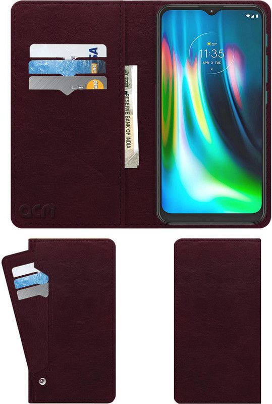 ACM Flip Cover for Motorola Moto G9  (Maroon, Cases with Holder, Pack of: 1)