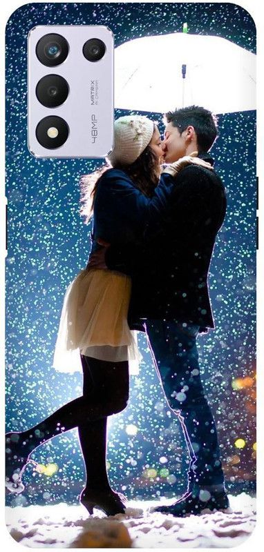 THE NARAYANA COLLECTIONS Back Cover for REALME 9 SE- RMX3461-LOVE,KISS,COUPLE,RAIN,MOON  (Multicolor, Hard Case, Pack of: 1)