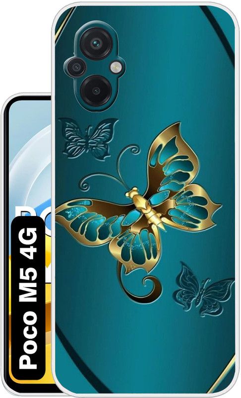Case Club Back Cover for POCO M5, POCO M5 4G  (Blue, Gold, Silicon, Pack of: 1)