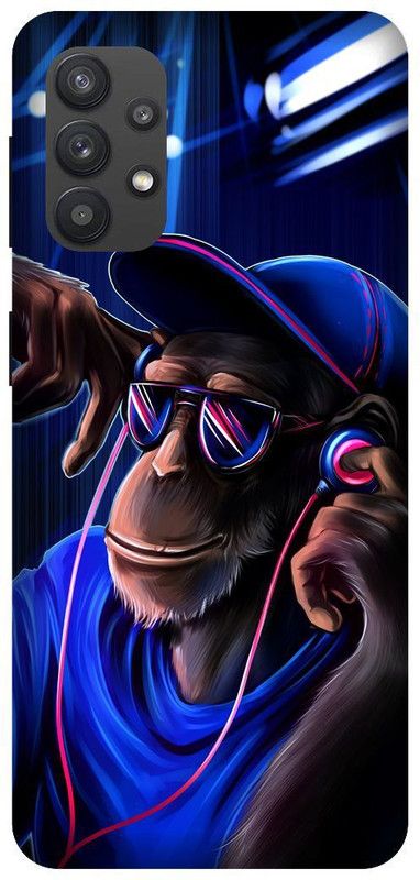 Yoprint Back Cover for Samsung Galaxy M32 Crezy Monkey, Music Lover Printed cover  (Multicolor, Hard Case, Pack of: 1)