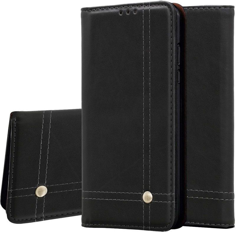 Swan Wallet Case Cover for Honor 9X  (Black, Dual Protection)