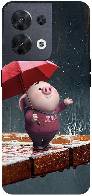 Wall Art Back Cover for OPPO RENO 8 (5G) Pig, Dinosaur George, Little Cute Piggy Printed  (Multicolor, Dual Protection, Pack of: 1)