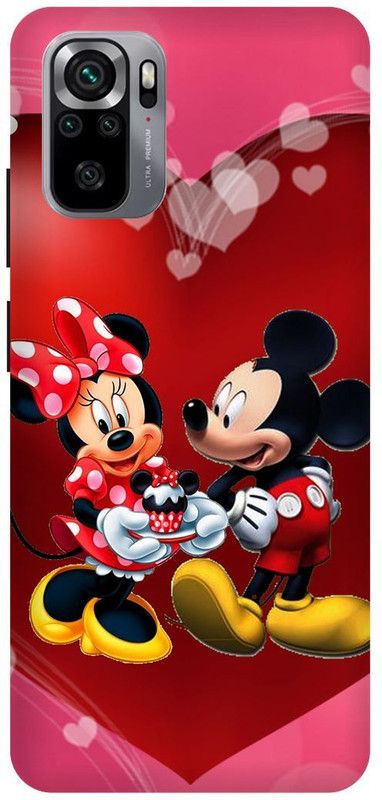 DIKRO Back Cover for REDMI Note 10, MICKEY, MOUSE, MINNIE, MOUSE, DOLL, TEDDY, LOVE  (Pink, Hard Case, Pack of: 1)