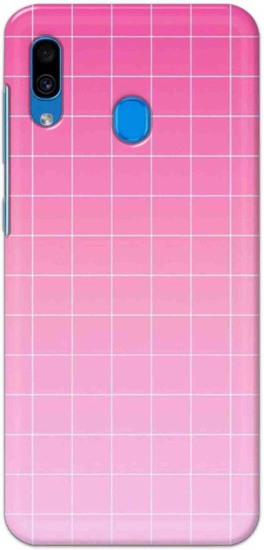 NDCOM Back Cover for Samsung Galaxy A30 Pink Grid Printed  (Multicolor, Hard Case, Pack of: 1)
