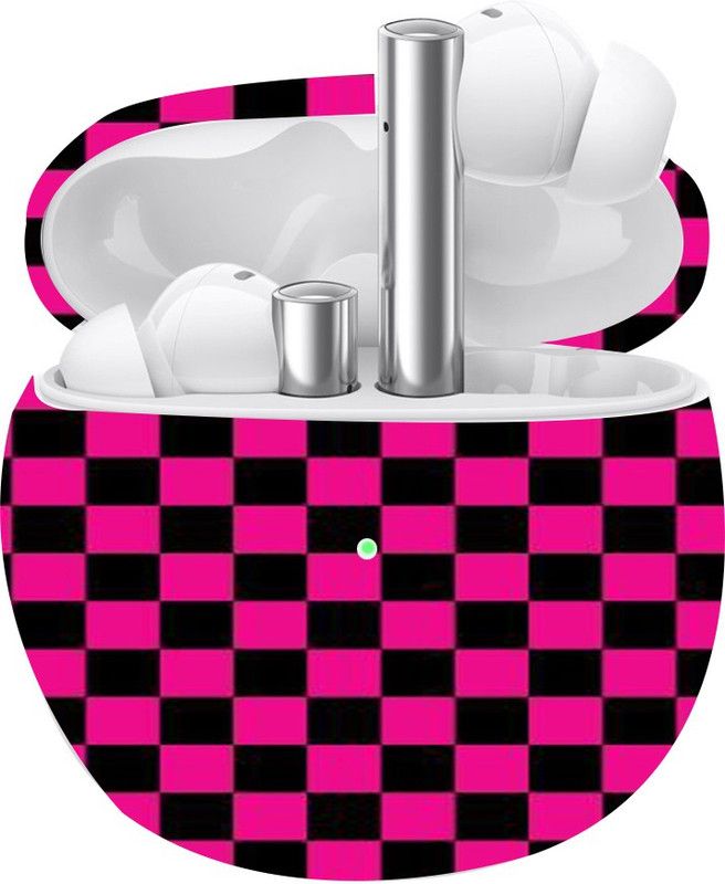 Mclaxa Black&Pink Boxes Skin For Realme Airbuds 2, Black&Pink Boxes, Realme Airbuds 2 Mobile Skin  (Black&Pink Boxes Skin With Super Matte Finish.)