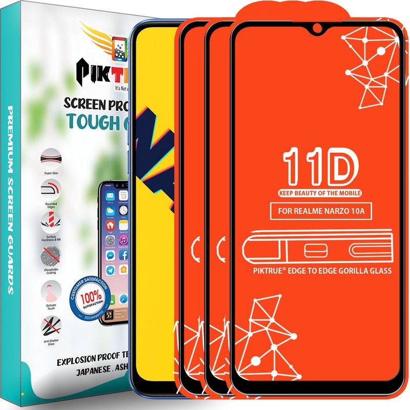 PikTrue Edge To Edge Tempered Glass for Realme Narzo 10A  (Pack of 3)
