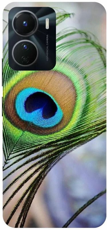 COVERJET Back Cover for VIVO Y16-MOR- PANKH- KISHAN- JI- FEATHER  (Gold, Hard Case, Pack of: 1)
