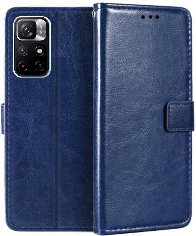 MG Star Flip Cover for POCO M4 Pro 5G  (Blue, Shock Proof, Pack of: 1)