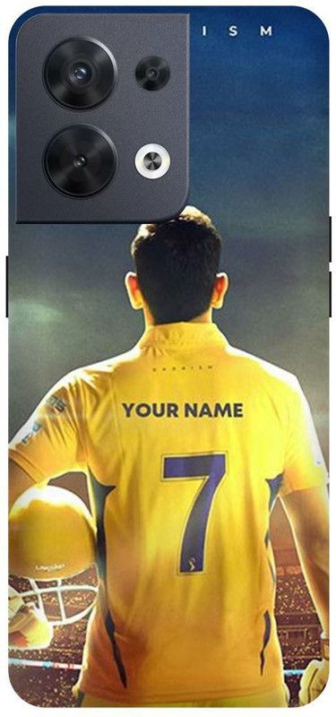 DIKRO Back Cover for OPPO Reno8 5G, CPH2359, MAHENDRA, SINGH, DHONI, MS, DHONI, CSK, PLAYER  (Yellow, Hard Case, Pack of: 1)