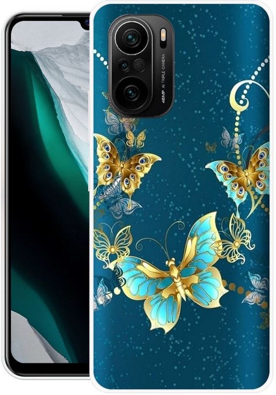 BLUEBUG Back Cover for Mi 11x  (Blue, Gold, Grip Case, Silicon, Pack of: 1)