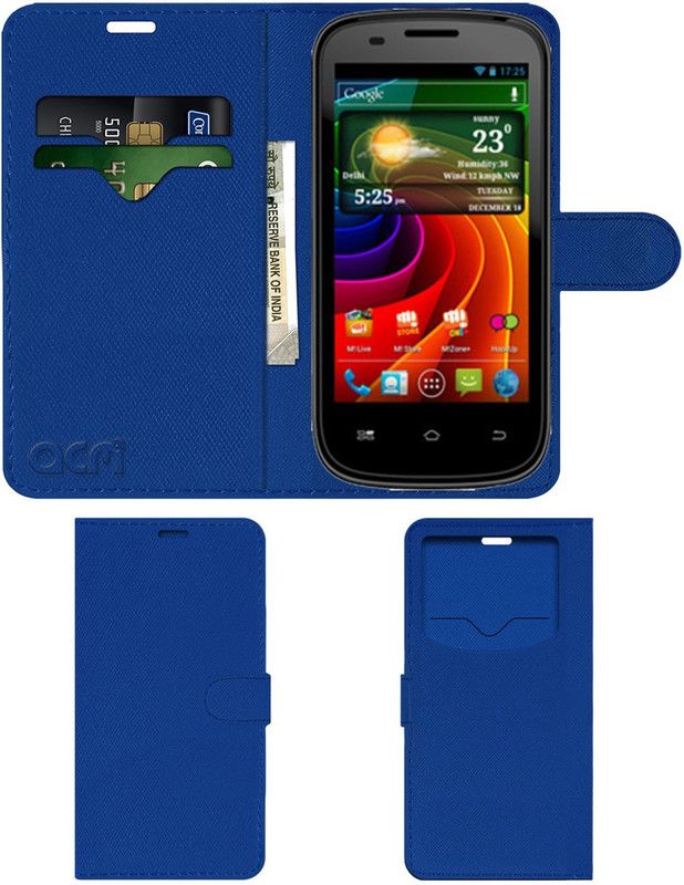 ACM Flip Cover for Micromax Ninja 5 A89  (Blue, Cases with Holder, Pack of: 1)