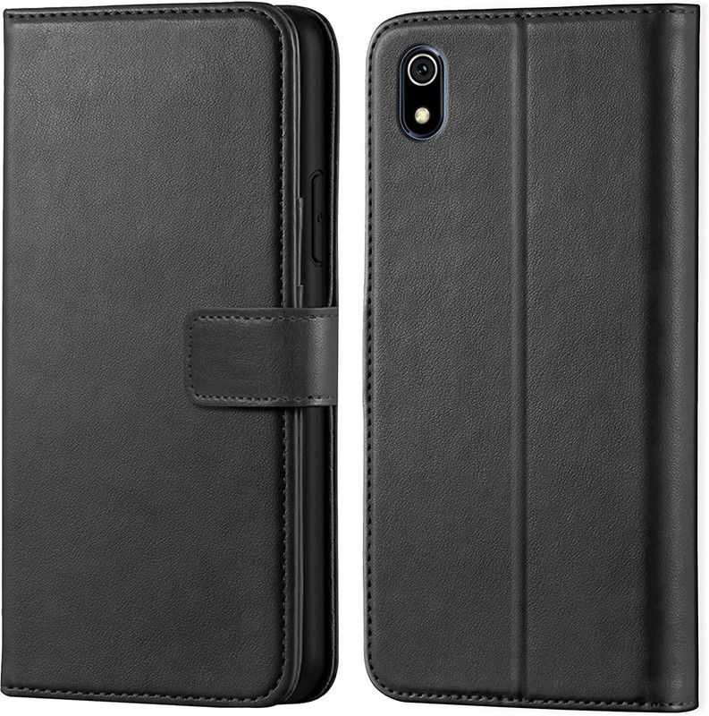 Europe Mart Flip Cover for Redmi 7a Flip Cover Magnetic Leather Wallet Case Shockproof TPU  (Black, Dual Protection, Pack of: 1)