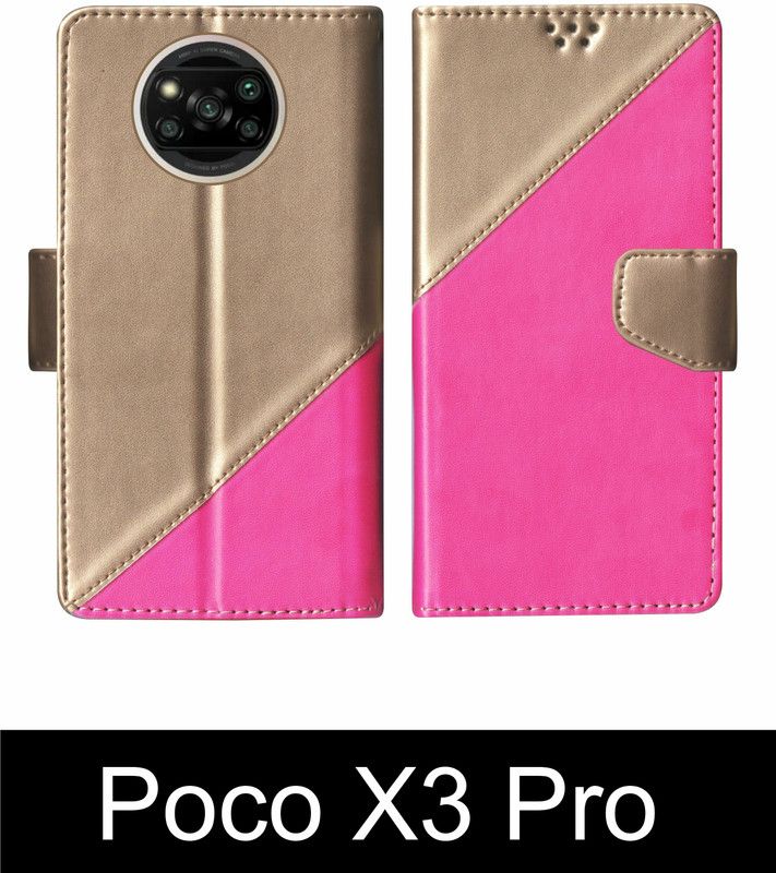 SBMS Flip Cover for Poco X3 Pro Multicolor  (Pink, Shock Proof, Pack of: 1)