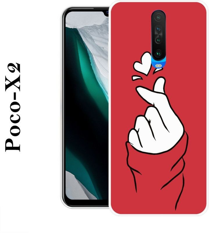 REDFLY Back Cover for Poco X2  (Red, White, Grip Case, Silicon)